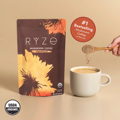 RYZE Organic Mushroom Coffee, Adaptogenic Blend, 30 Servings
