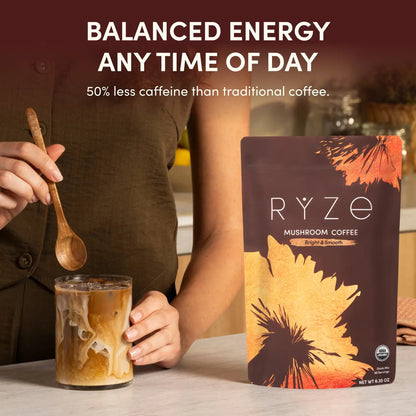 RYZE Organic Mushroom Coffee, Adaptogenic Blend, 30 Servings